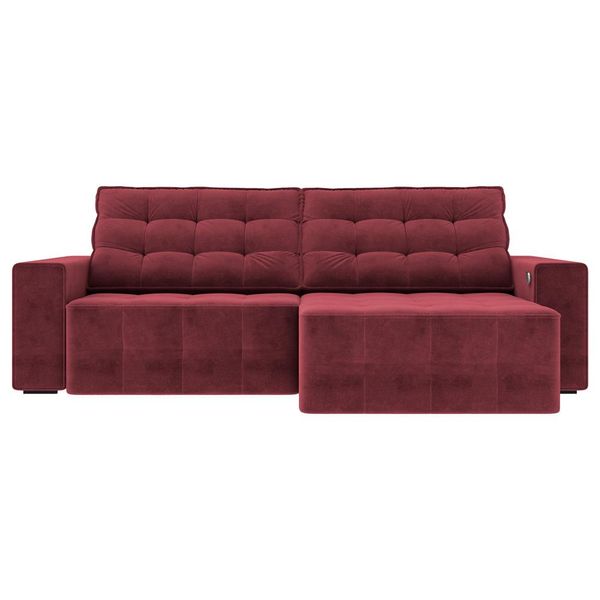 Sofá Retrátil com USB 274cm Elliot Suede Bordô - Gran Belo