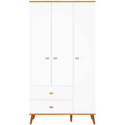 Quarto Infantil Completo Ternura Guarda-Roupa 3 Portas 2 Gavetas Cômoda 5 Gavetas Berço Conversível Bartira Branco
