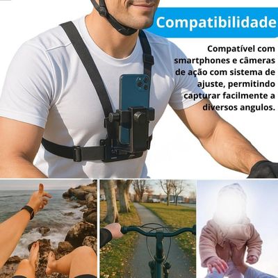 Suporte Peitoral Ajustável Para Celular e Câmeras Giratório