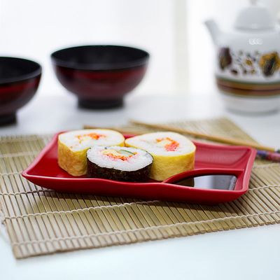Prato Para Sushi Retangular 11,5x19,5 Vermelho em Polipropileno