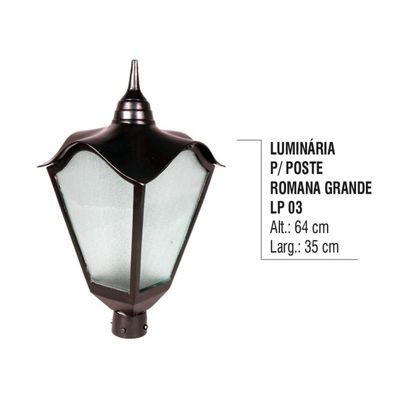 Luminária Colonial para Poste Romana Grande em Alumínio