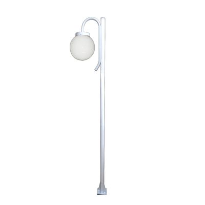 Poste Luminária Globo P Braço Curvo Baixo Jardim Branco 2Mt