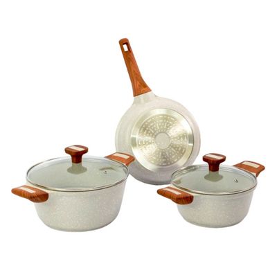 Kit 3pç Caçarolas Frigideiras Antiaderente Temperatti Bianco
