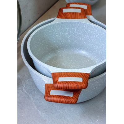 Kit 3pç Caçarolas Frigideiras Antiaderente Temperatti Bianco