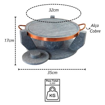 Churrasqueira Pedra Sabão Grelha Funda Sem Tampa G 32cm