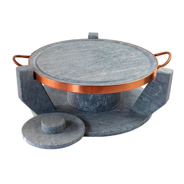 Churrasqueira Pedra Sabão Grelha Funda Sem Tampa G 32cm