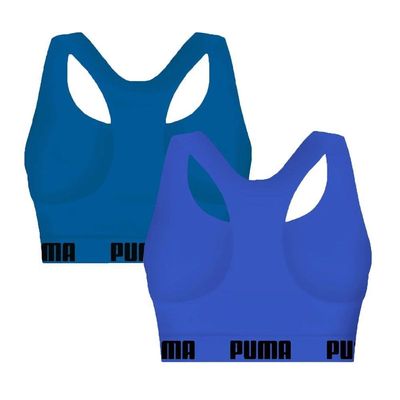 Kit 2 Tops Puma Nadador Sem Costura Feminino M / Marinho e Azul