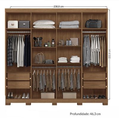Guarda Roupa Casal 8 Portas Havana Santos Andirá Jatobá