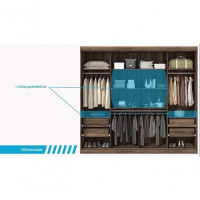 Guarda Roupa Casal 8 p Havana Santos Andirá Branco Branco