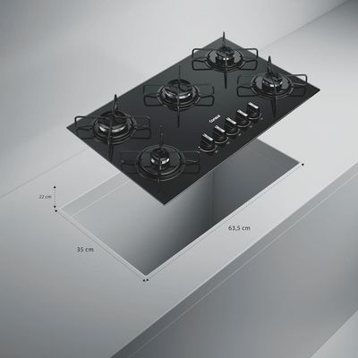 Cooktop 5 Bocas CD075BE Mesa de Vidro Grade de Aço Ferro Aramado Bivolt Preto Consul Preto
