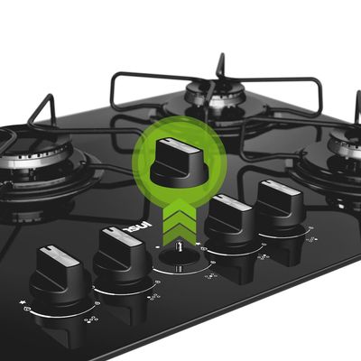 Cooktop 5 Bocas CD075BE Mesa de Vidro Grade de Aço Ferro Aramado Bivolt Preto Consul Preto