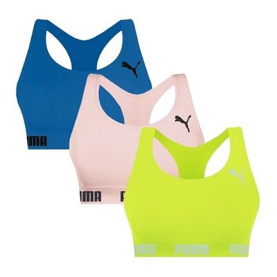 Kit 3 Tops Puma Nadador Sem Costura Feminino GG / Verde