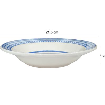 Prato Fundo de Cerâmica Donna Grano 21,5cm 6 Unidades - Biona 140604