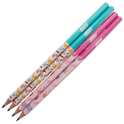 Kit Escolar Lápis De Cor 12 Cores Em Resina Plástica Com 4 Lápis Grafite