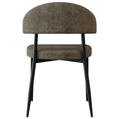 Cadeira Estofada Para Sala de Jantar Serena Preto C01 Linho Lautrec Marrom - Lyam Decor