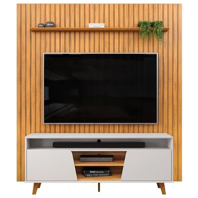 Rack Para Sala Eva Com Painel Ripado Tv 75 Pol Lexa D05 Cedro Bali - Lyam Decor
