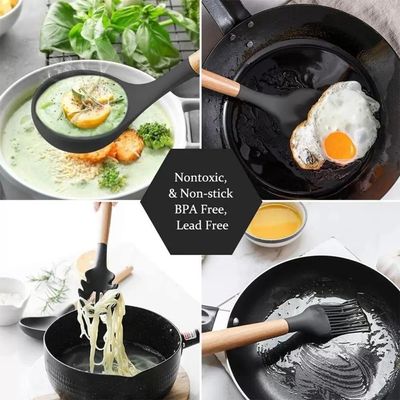 Kit 12 Utensilios De Cozinha Preto Em Silicone Antiaderente