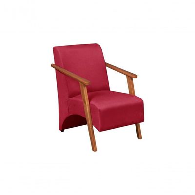 Poltrona Venus 1 Lugar Braço Madeira Maciça Tecido Suede Unidecor Vermelho