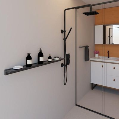 Prateleira Porta Shampoo Slim 100cm Preto Fosco