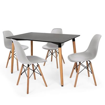 Kit Mesa Eiffel Preta 4 Cadeira Eames Cinza