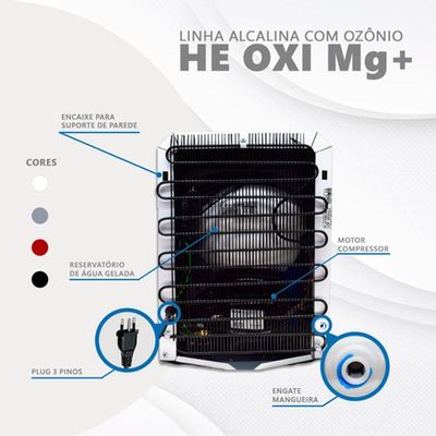 Purificador De Água Alcalina Ionizada Ozônio E Magnésio Mg+ Preto 110V