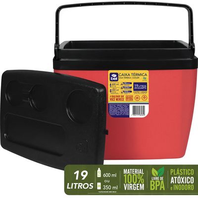 Caixa Térmica 19 Litros Vermelha e Preta Bel Único / Vermelho