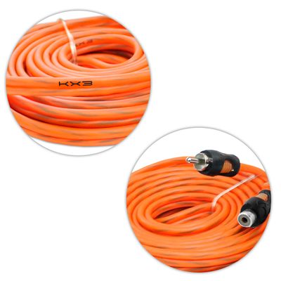 Cabo RCA Y 1 Macho 2 Fêmeas 5mm Flexível Laranja Dupla Blindagem KX3