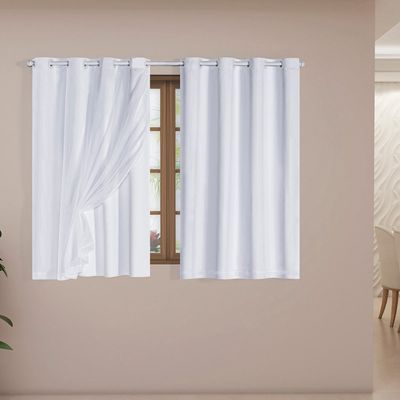 Cortina Blackout Voil Liso 2,00m x 1,40m Voil 100% Poliéster/Forro 100% PVC - Branca