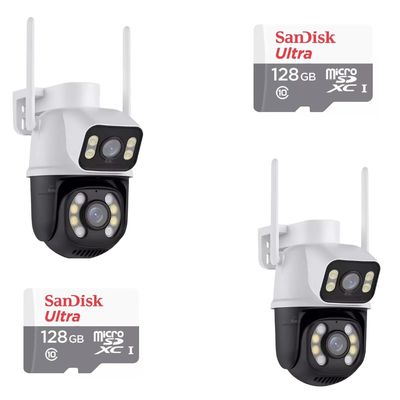 Kit 2 Câmera Importada Wi-fi Smart  Lente Dupla Externa Cartão de Memória 128gb