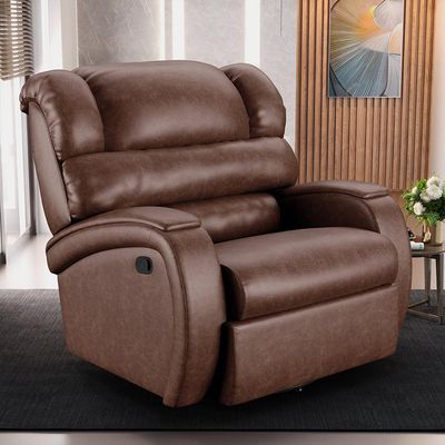 Poltrona do Papai Sala de Cinema Reclinável Kylie Glider Manual Giratória USB PU Marrom Brilho G23