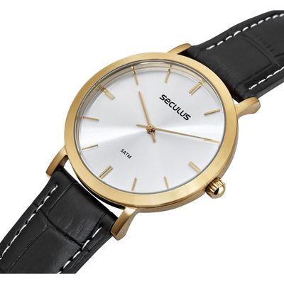 Relógio Seculus Masculino Ref: 44255gpsvdc3 Clássico Dourado