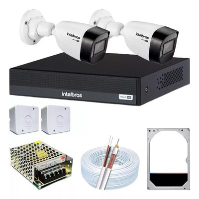 Kit 2 Cameras Intelbras 1120B  Full Color Dvr 4ch HD 500 GB