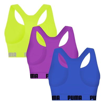 Kit 3 Tops Puma Nadador Sem Costura Feminino P / Verde/Azul