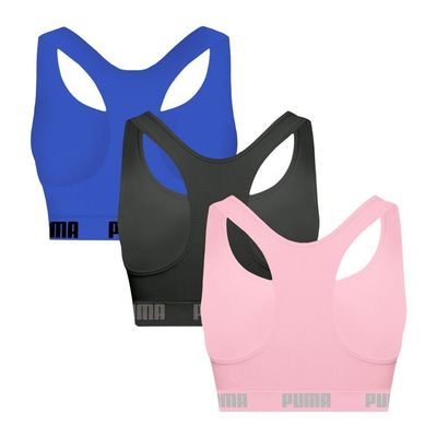 Kit 3 Tops Puma Nadador Sem Costura Feminino M / Azul e Rosa