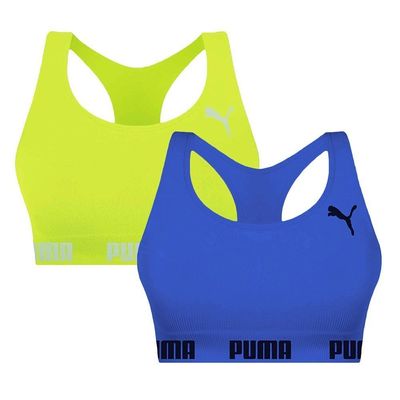 Kit 2 Tops Puma Nadador Sem Costura Feminino GG / Azul e Verde