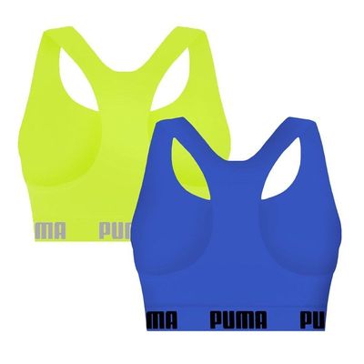 Kit 2 Tops Puma Nadador Sem Costura Feminino GG / Azul e Verde