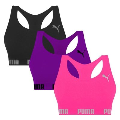 Kit 3 Tops Puma Nadador Sem Costura Feminino M / Roxo/Rosa