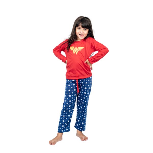 Pijama Infantil Feminino Longo Inverno Mulher Maravilha 2 / Vermelho Pijama Infantil Feminino Longo Inverno Mulher Maravilha 2 / Vermelho