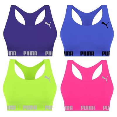 Kit 4 Tops Puma Nadador Sem Costura Feminino G / Verde/Roxo
