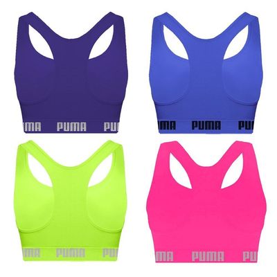 Kit 4 Tops Puma Nadador Sem Costura Feminino G / Verde/Roxo