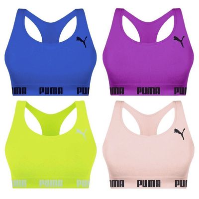 Kit 4 Tops Puma Nadador Sem Costura Feminino G / Verde/Azul