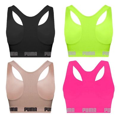 Kit 4 Tops Puma Nadador Sem Costura Feminino GG / Preto e Verde