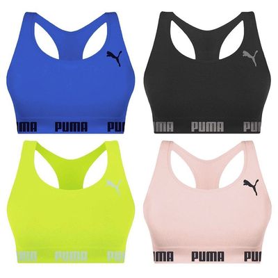 Kit 4 Tops Puma Nadador Sem Costura Feminino GG / Verde e Preto