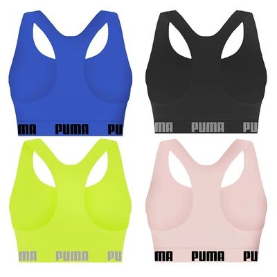 Kit 4 Tops Puma Nadador Sem Costura Feminino GG / Verde e Preto