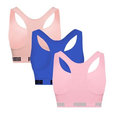 Kit 3 Tops Puma Nadador Sem Costura Feminino GG / Azul e Rosa