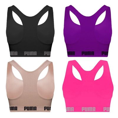Kit 4 Tops Puma Nadador Sem Costura Feminino M / Rosa e Roxo
