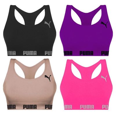 Kit 4 Tops Puma Nadador Sem Costura Feminino M / Rosa e Roxo