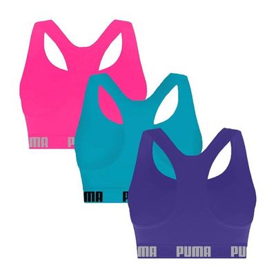 Kit 3 Tops Puma Nadador Sem Costura Feminino P