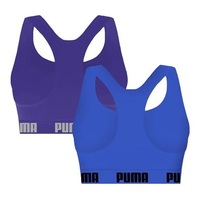 Kit 2 Tops Puma Nadador Sem Costura Feminino P / Azul e Roxo