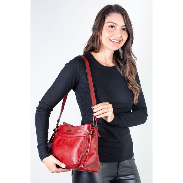 Bolsa tiracolo de couro liso Lorena Azul
